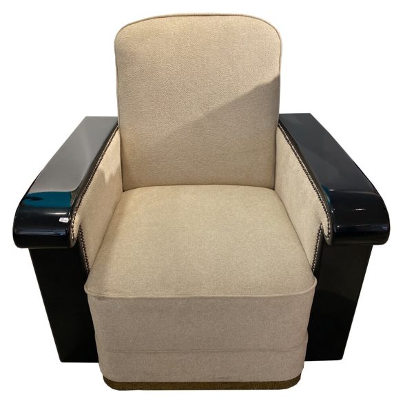 Art Deco Elegáns Fotelpár Drapp-Fekete