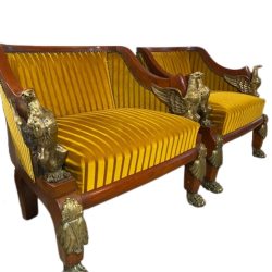 Empír stílusú fotel pár bronz rátétekkel