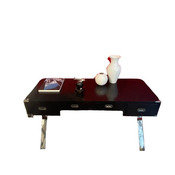 Modern fekete-króm lábú íróasztal