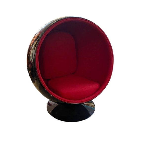 Poltrona Ball Chair 1963 utáni - fekete-piros- III.