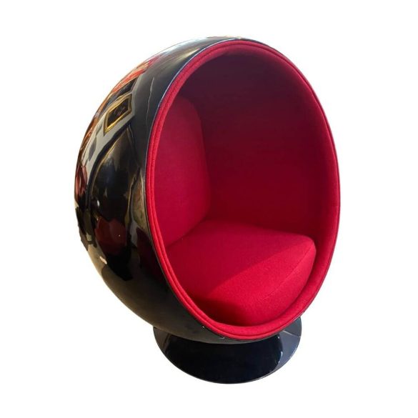 Poltrona Ball Chair 1963 utáni - fekete-piros- IV.