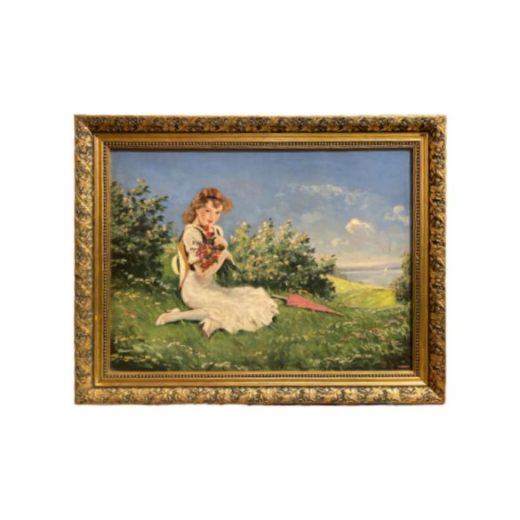 Illencz Lipót (1882-1950): Fiatal lány virágos mezőn