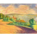 Walleshausen Zsigmond (1887-1978 k.): Balatoni látkép házakkal