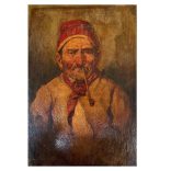 Giovanni Giardelli: Pipázó Katalán férfi portréja- olajfestmény