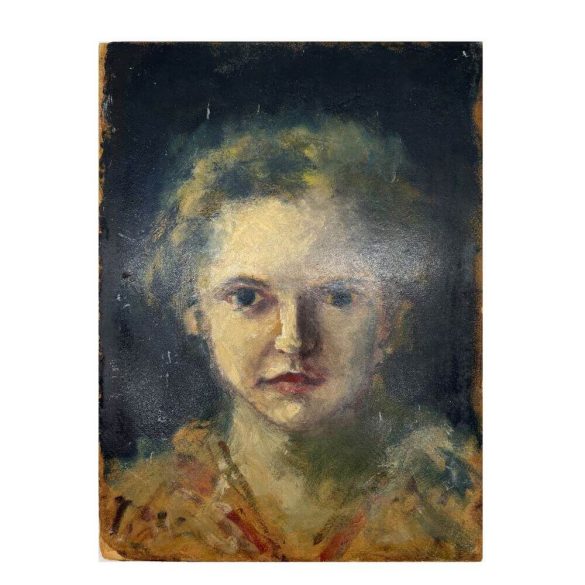 Kislány portréja, ismeretlen festő. Olaj, karton