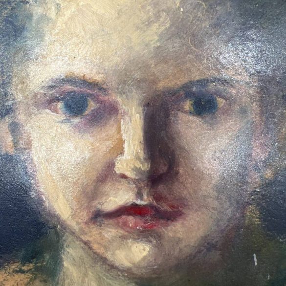Kislány portréja, ismeretlen festő. Olaj, karton
