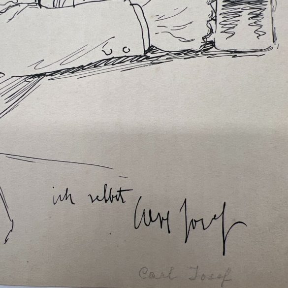 Carl Josef: Szivarra gyújtó (karikatúra)