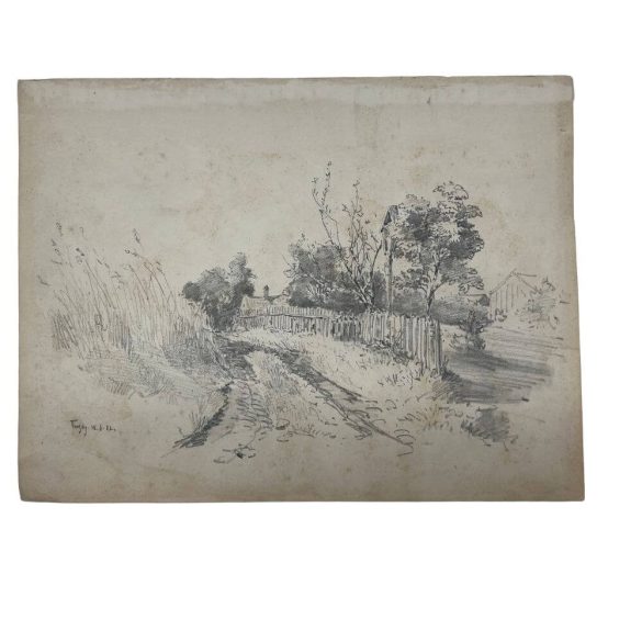 XIX. századi festő, feltehetően:  William Hahn (1829 - 1887): Faluvége