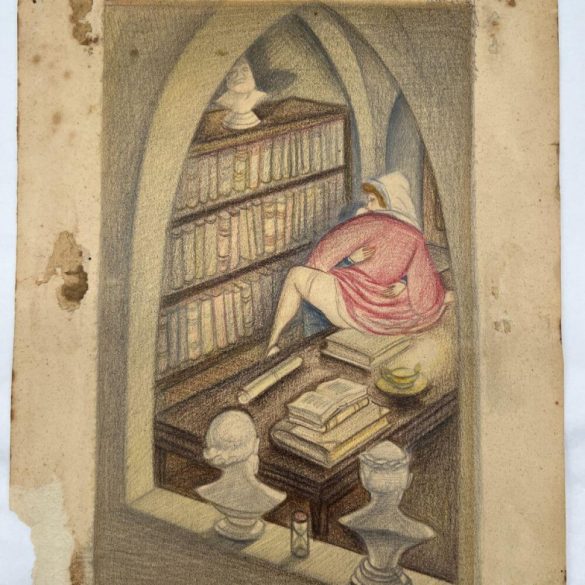 Anna Rank: Villon illusztráció (Légyott a könyvtárban, Erotika)