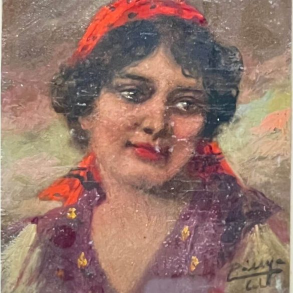 Pállya Celesztin (1864-1948): Fejkendős leány portréja