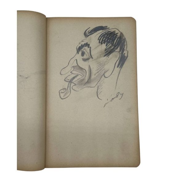 Darvassy István (1888-1960): Vázlat füzet (60 oldal)
(Benne vázlatrajzok, aktok, portrék, illetve kaligrafikus emlékezései)