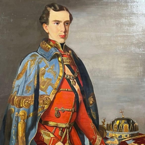 Ism. 19. sz-i közép-európai festő: I. Ferencz József császár képmása a magyar szent koronával