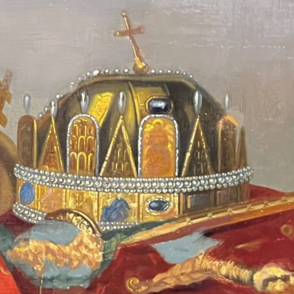 Ism. 19. sz-i közép-európai festő: I. Ferencz József császár képmása a magyar szent koronával