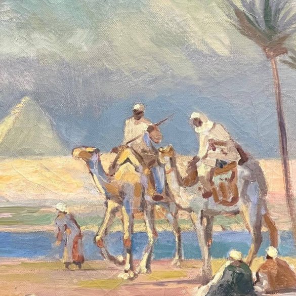 Cserna jelzéssel: Pihenő  sivatagi vándorok a piramisoknál (1930 k.)