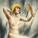 L.V. Nahunins jelzéssel, 1930 k.: Női akt tükörrel