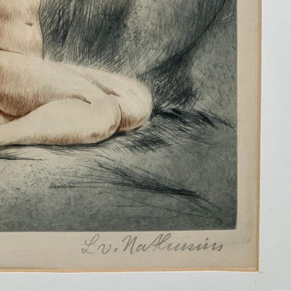 L.V. Nahunins jelzéssel, 1930 k.: Női akt tükörrel