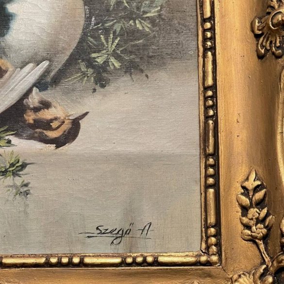 Szegő A. jelzéssel, 1930 k.: Asztali csendélet fürjjel