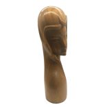 Art deco női fa büszt