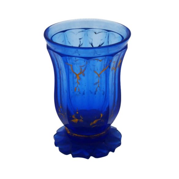 Kék Bieder Üveg, Csiszolt Talppal.1830-50