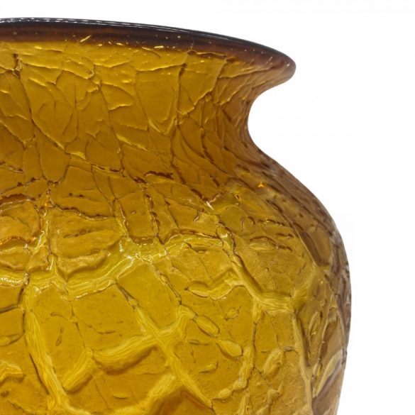 Retro Savmaratott Sárga Üveg Váza 