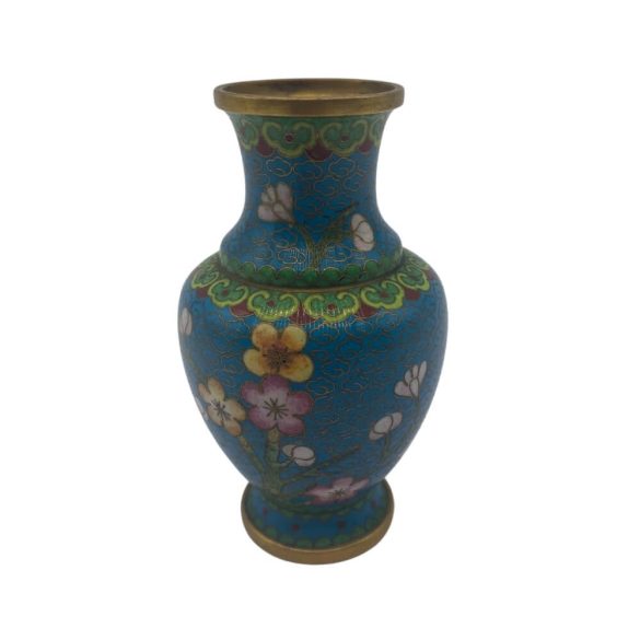 Kínai Kisméretű Zománc Váza Vajszínű 11 cm