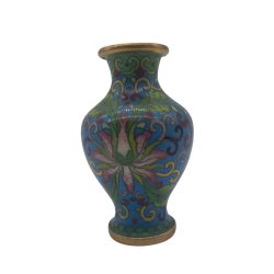 Kínai Kisméretű Zománc Váza Kék Virágmintás 8 cm