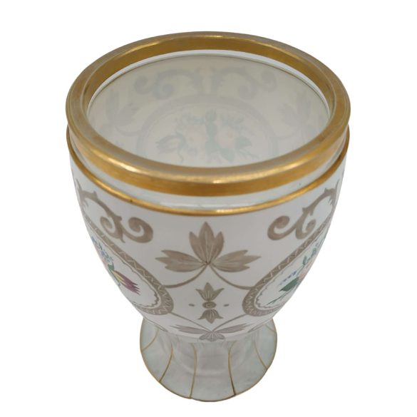 Bieder pohár- fehér alapon díszített-