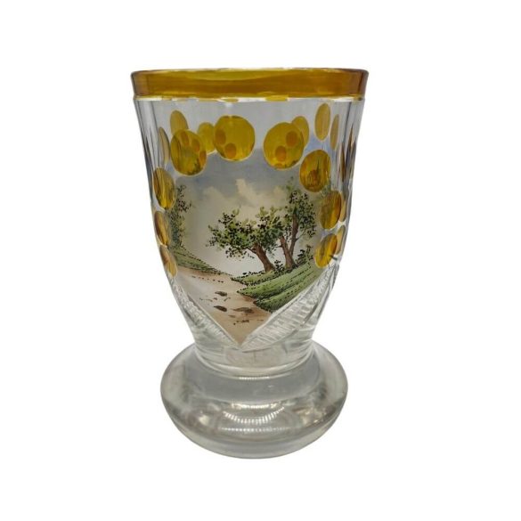 Biedermeier  pohár - kézzel festett képpel-