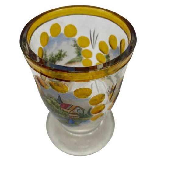 Biedermeier  pohár - kézzel festett képpel-