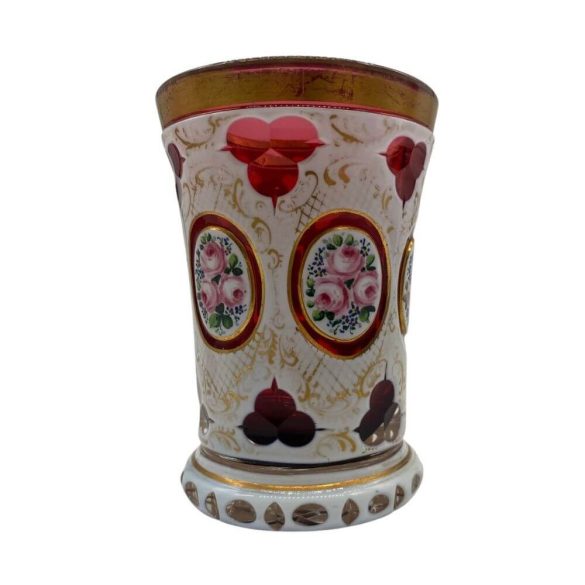 Biedermeier fehér-rózsaszín fürdőpohár