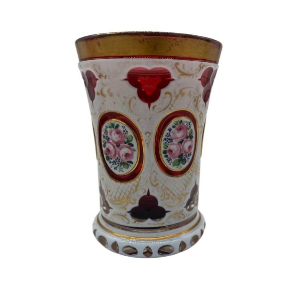 Biedermeier fehér-rózsaszín fürdőpohár