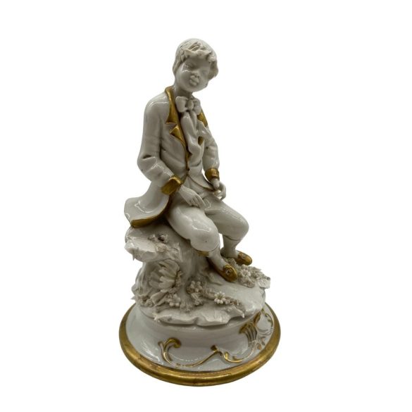 Olasz, nápolyi rokokó kisfiú porcelán 