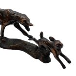 Art Deco stílusú bronz szobor- nyúlhajtás-  