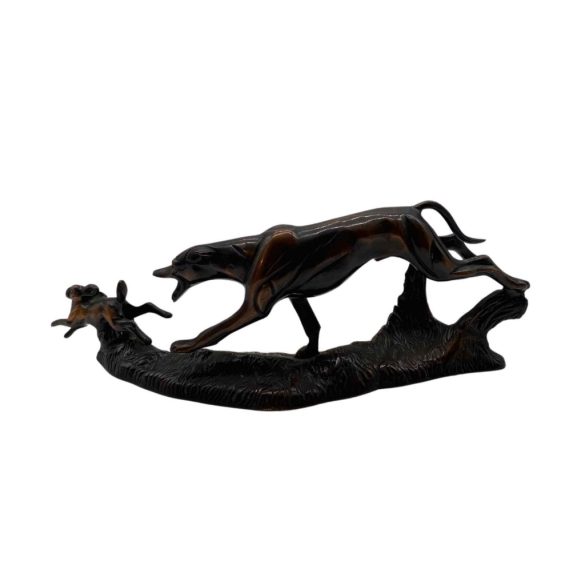 Art Deco stílusú bronz szobor- nyúlhajtás-  