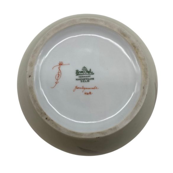  Rosenthal porcelánváza Fritz von Stockmayer japonizáló színes festményével. 1940-es évek