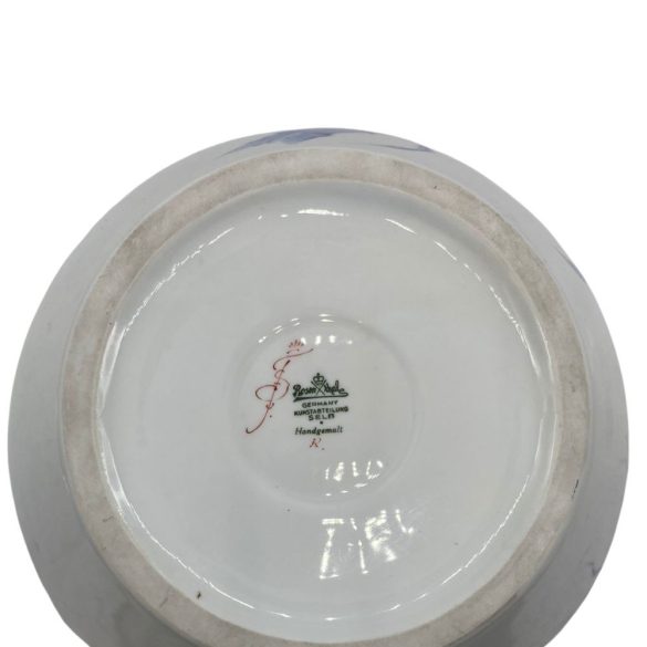 Rosenthal nagyméretű porcelánváza Fritz von Stockmayer japanizáló színes festményével. 1940-es évek