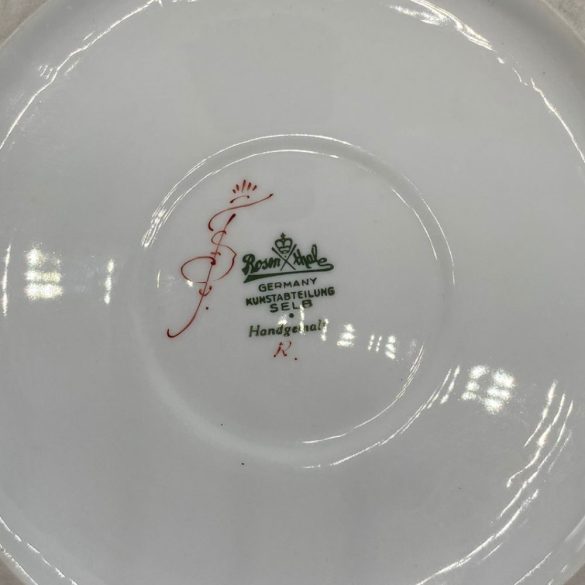 Rosenthal nagyméretű porcelánváza Fritz von Stockmayer japanizáló színes festményével. 1940-es évek