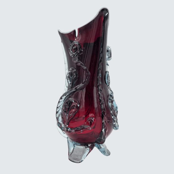 Art deco üveg  váza rózsa motívummal