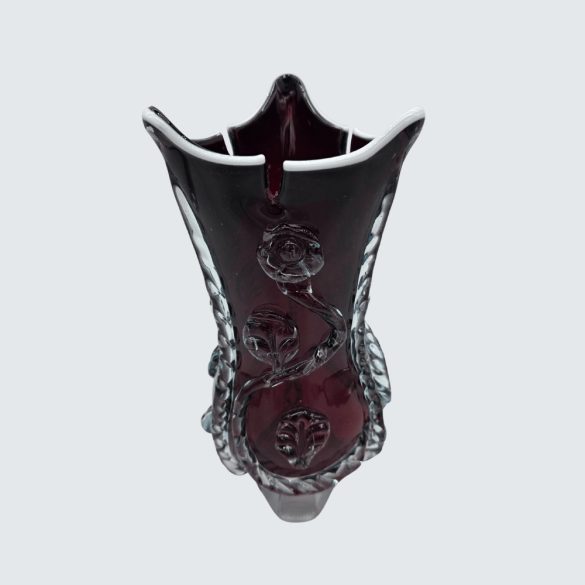 Art deco üveg  váza rózsa motívummal